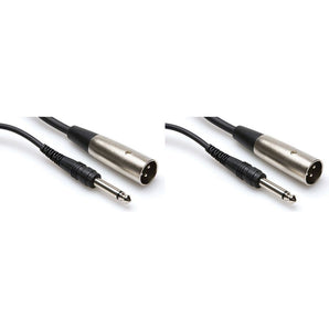 (2) Hosa PXM-102 1/4" TS To XLR Male 2 Foot Un-balanced Audio Cable