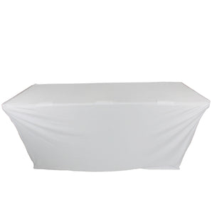 ProX X-ST4W White 4' Open Back Spandex Table Stain+Wrinkle Resistant Cover/Scrim