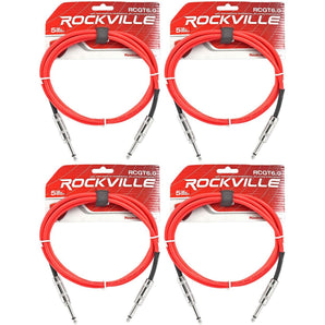 4 Rockville RCGT6.0R 6'  1/4" TS to 1/4'' TS Guitar/Instrument Cable