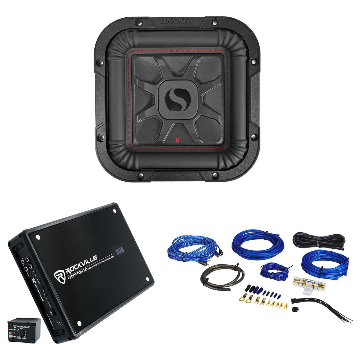 L7T82 8" Solo-Baric Subwoofer, Mono Amplifier & Wire Kit