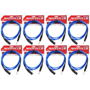 8 Rockville RCXMB6-BL Blue 6' Male REAN XLR to 1/4'' TRS Balanced Cables