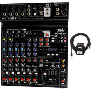 Peavey PV 10BT PV10BT Mixer,4 mic In,Bluetooth/USB,Compressor/Effects+XLR Cable