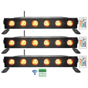 (3) Rockville BEST STRIP 60 Black Rechargeable Wash Light Bars w/Wireless DMX