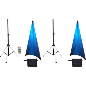 2 Rockville PARTY STAND LED Speaker Stands w/Sound Activated LED's+Remote+Scrims