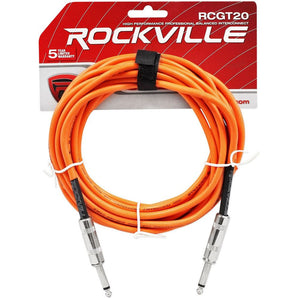 Rockville RCGT20O 20' 1/4'' TS to 1/4'' TS Guitar/Unbalanced Signal Cable-Orange