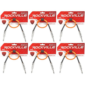 6 Rockville RCGT1.5O 1.5'  1/4" TS to 1/4'' TS Guitar/Instrument Cable