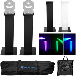 2) Rockville RTP32B Totem Moving Head Light Stands+Black+White Scrims+Carry Bags