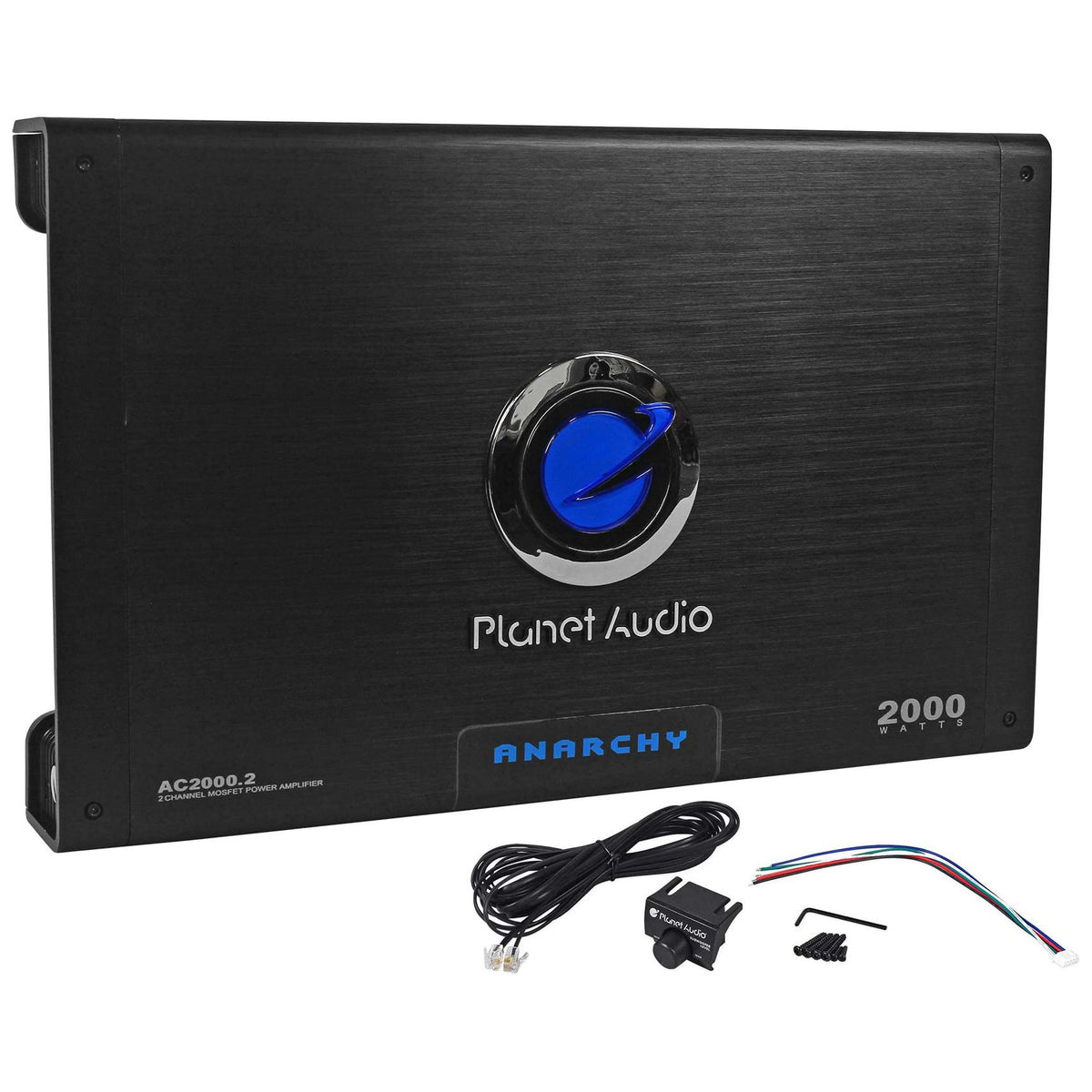 Anarchy AC2000.2 2000W 2-Channel Amplifier with RWK41 4-Gauge Amp Kit and Wired Remote