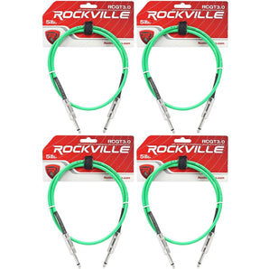 4 Rockville RCGT3.0G 3'  1/4" TS to 1/4'' TS Guitar/Instrument Cable