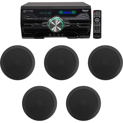 DV4000 4000W Bluetooth Home Theater DVD Receiver w/(6) 5.25" Black Ceiling Speakers