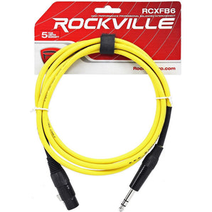 Rockville RCXFB6Y 6' Female XLR to 1/4'' TRS Cable Yellow, 100% Copper