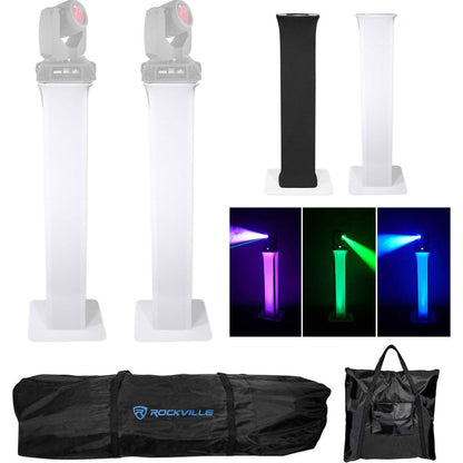 (2) Totem Stands+Black+White Scrims For (2) Chauvet Rogue RX2 Beam Lights