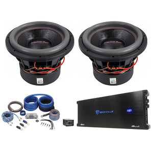 (2) American Bass HD12D1 HD 12" 4000w Competition Car Subwoofers+Mono Amplifier