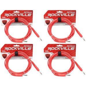 4 Rockville RCTR110R Red 10' 1/4'' TRS to 1/4'' TRS  Cable 100% Copper