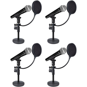 4) Rockville Microphones+Desktop Stands+Pop Filters 4 Recording, Studio, Podcast