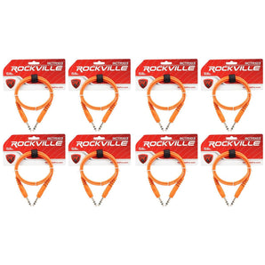 8 Rockville RCTR103O Orange 3' 1/4'' TRS to 1/4'' TRS Cable 100% Copper
