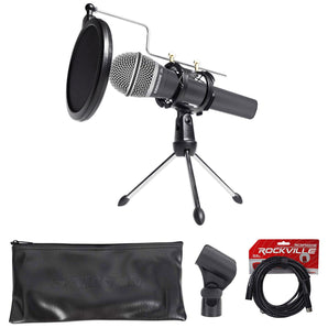 Samson Dynamic Podcasting Podcast Microphone+Stand+Pop Filter+Shock Mount+Cable