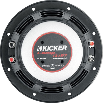 KICKER 48CWRT674 CompRT 300w Shallow 6.75" Subwoofer DVC 4-ohm Car Sub CompRT67