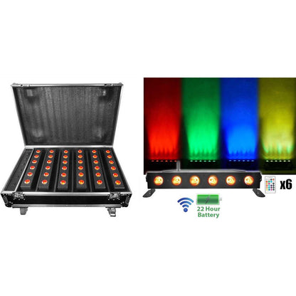 6 Rockville BEST PAR+BEST STRIP+ROCKWEDGE Wireless DMX Battery Lights+Controller