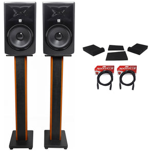 (2) JBL 306P MkII 6" Studio Monitors+36" Stands+Isolation Pads+XLR Cables