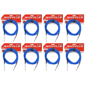 8 Rockville RCGT10BL 10'  1/4" TS to 1/4'' TS Guitar/Instrument Cable