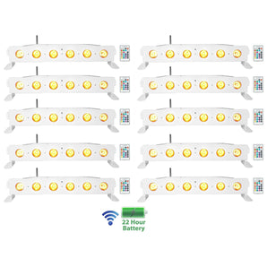 (10) Rockville BEST STRIP 60 White Rechargeable Wash Light Bars w/Wireless DMX