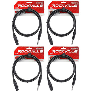 4 Rockville RCXFB6B Black 6' Female REAN XLR to 1/4'' TRS Balanced Cables OFC