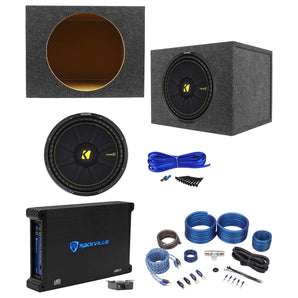 KICKER 44CWCD154 CompC 15" 1200 Watt Car Subwoofer+Amplifier+Sealed Box+Amp Kit