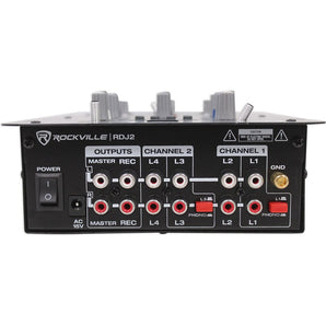 Rockville RDJ2 2 Channel DJ Mixer with USB, Cue Monitor, Talkover, 4 Line Inputs