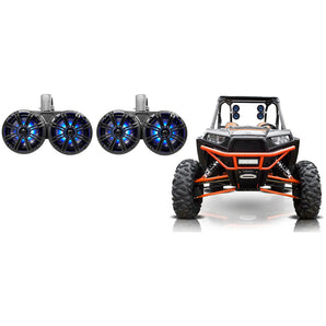 2 KICKER 45KMTDC65 Dual 6.5" LED Tower Speakers for Polaris RZR/ATV/UTV/Cart