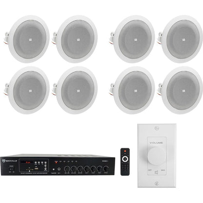 JBL 8124 Ceiling Speakers 4-Pack + JBL VMA160 Mixer‑Amplifier Bundle