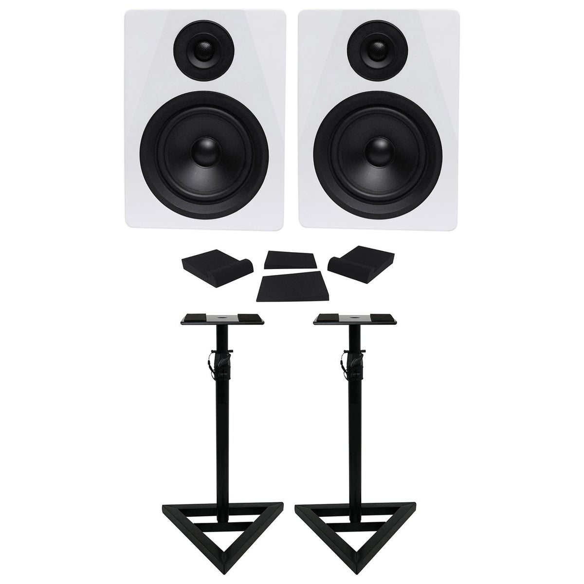 (2) DPM5W 5.25" 300W Active Studio Monitors + Monitor Stands + Isolation Pads