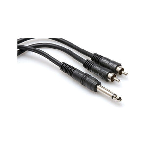 2 Hosa CYR102  6.5 Foot 1/4" TS To 1/4" Dual RCA Y Cables
