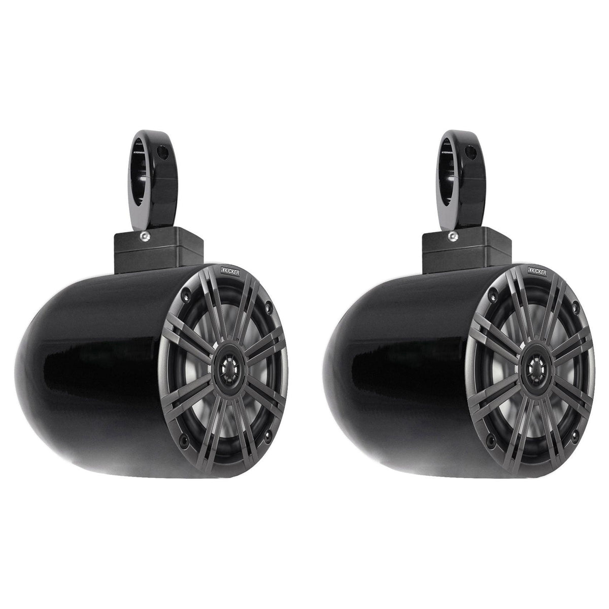 Pair KICKER 45KM654 6.5" 390w Black Marine Wakeboard Swivel Tower Boat Speakers