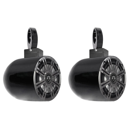 Pair KICKER 45KM654 6.5" 390w Black Marine Wakeboard Swivel Tower Boat Speakers