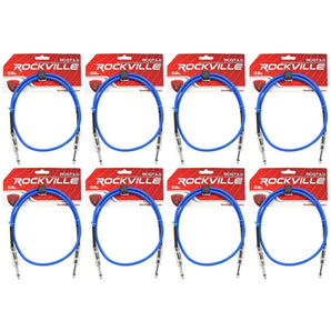 8 Rockville RCGT3.0BL 3' 1/4" TS to 1/4'' TS Guitar/Instrument Cable