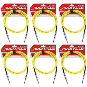 6 Rockville RCGT6.0Y 6'  1/4" TS to 1/4'' TS Guitar/Instrument Cable