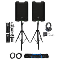 (2) SRT210 1600W 10in PA Speaker Bundle with Stands, Headphones & 2 Mics