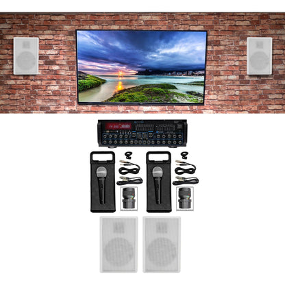 MM2000BT Bluetooth Karaoke Machine System + (4) 5.25" White Speakers
