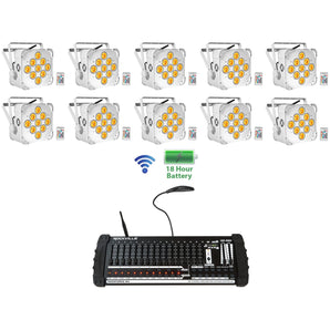 10 Rockville BEST PAR 60 Battery Wash Lights Wireless DMX+384 Channel Controller