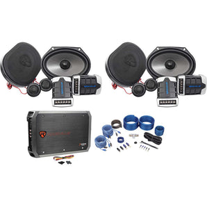 2) Pairs Rockville RV68.2C 6x8/5x7 Component Car Speakers+4-Ch Amplifier+Amp Kit