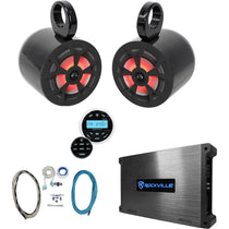 (2) 6.5" 700w Marine Wakeboard LED Speakers+Receiver+Amplifier+Amp Kit