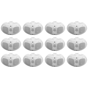 12) Rockville D4-70 White Dual 4" 70v Commercial/Restaurant Wall Mount Speakers