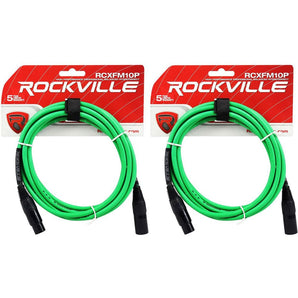 2 Rockville RCXFM10P-G Green 10' Female to Male REAN XLR Mic Cable 100% Copper