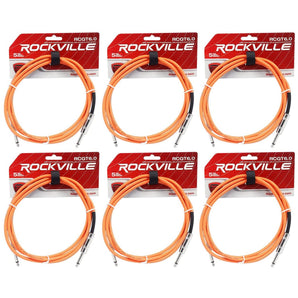 6 Rockville RCGT6.0O 6' 1/4" TS to 1/4'' TS Guitar/Instrument Cable