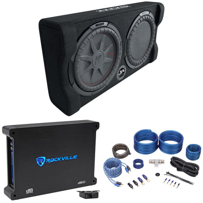 48TRTP122 12" Down-Firing Subwoofer + Amplifier + Wire Kit Bundle