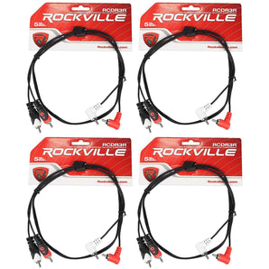 4 Rockville RCDR3R 3' Dual Mono Right Angle RCA to Straight RCA Cable 100%Copper