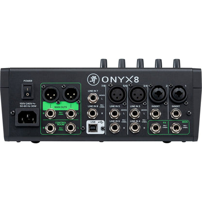 Mackie ONYX8 8-Channel Analog Mixer w/ Multi-Track USB/3-Band EQ+Bluetooth