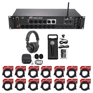 Peavey Unity DR 16 Ch WiFi Digital Rack Mixer+(14) Cables+Headphones+Mic+Case