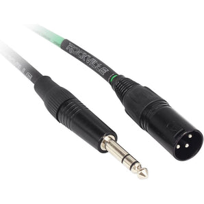 2 Rockville RCXMB3-G Green 3' Male REAN XLR to 1/4'' TRS Balanced Cables